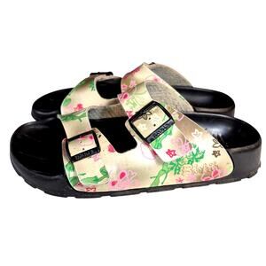 Birki's by Birkenstock Haiti Beach Sandals Vegan Leather Two Strap Slides 9
